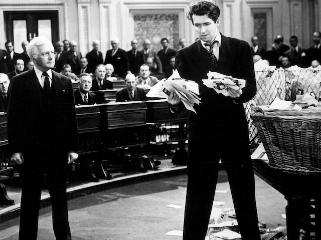 Jimmy Stewart in one of the filibuster scenes in Mr. Smith Goes to Washington.